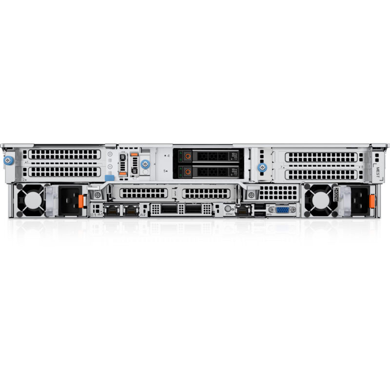 Rear view of Dell PowerEdge R760 with dual power supplies and PCIe slots.